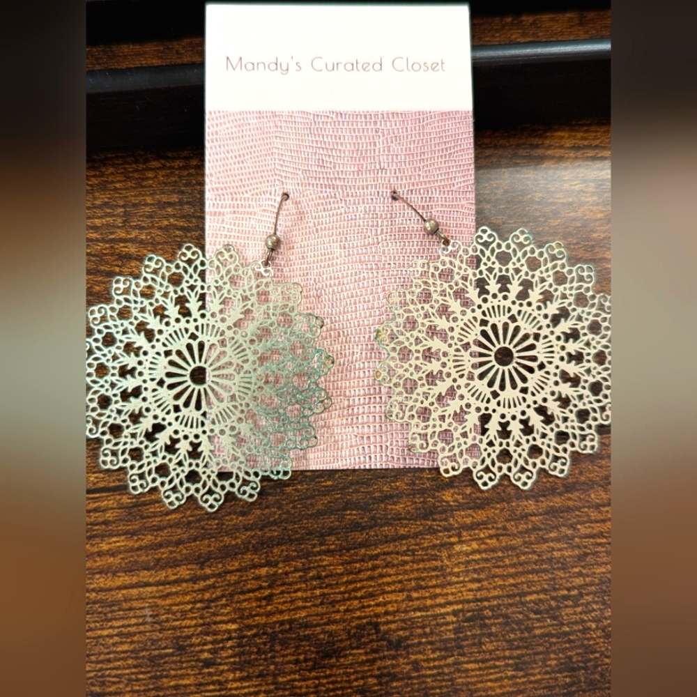 Silver Lace Design Earrings